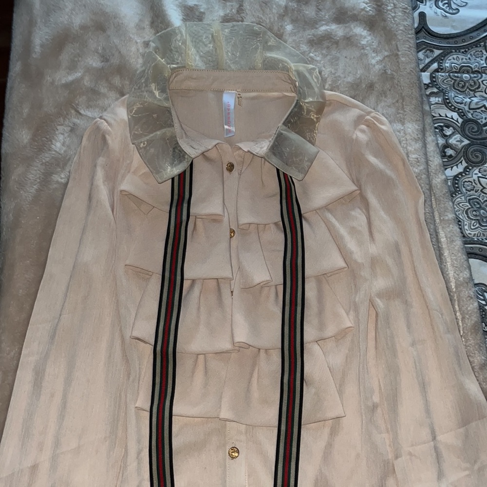 Collared Tan top - Picture 2 of 2